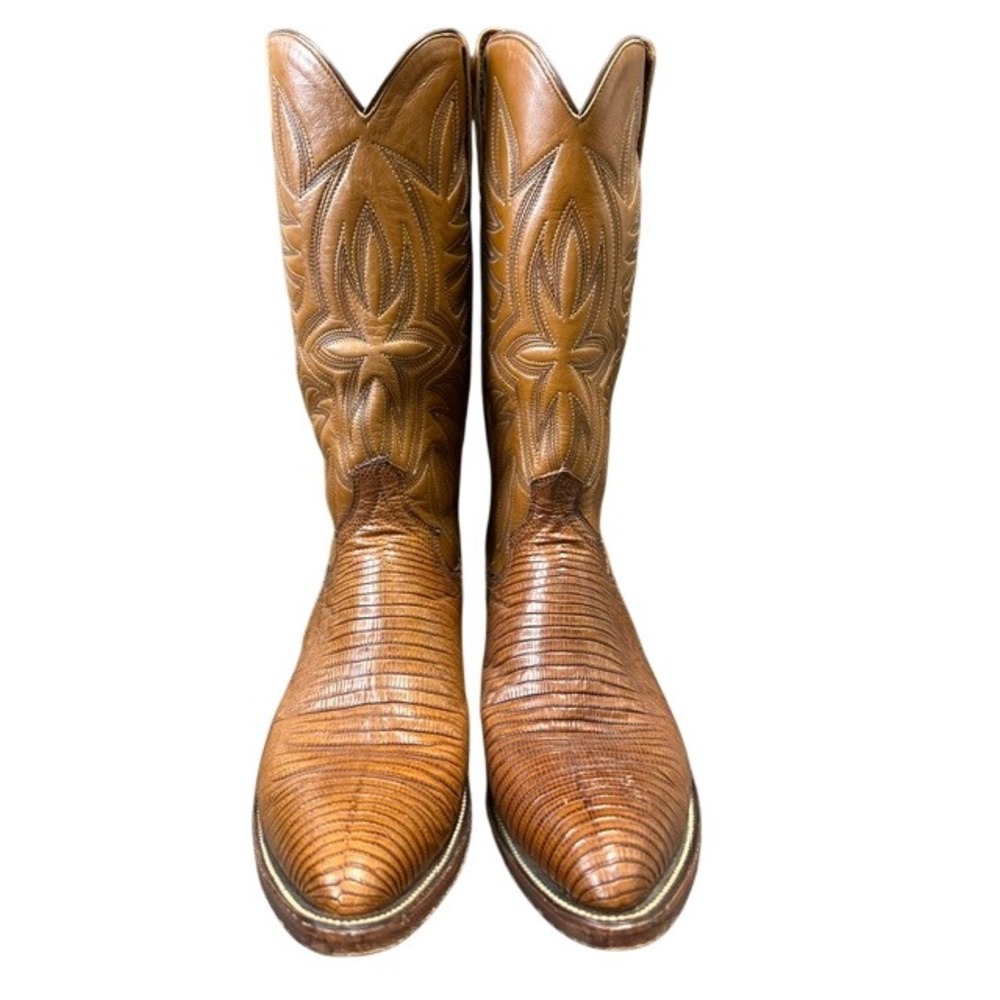 Vintage Dan Post 6836 Teja Lizard Skin and Cowhide Leather Cowboy Boots 8D